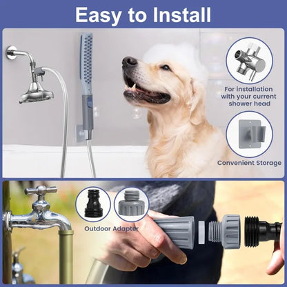 LuxePawe Dog Shower Attachment with Metal Diverter, 3 Spray Modes