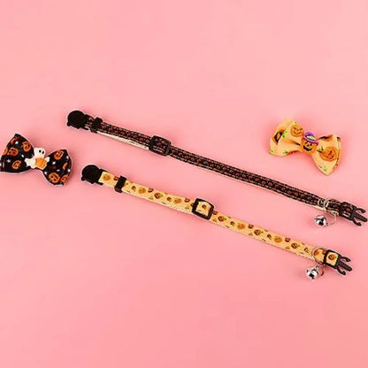 LuxePawe 2pcs Halloween Cat Collars – Breakaway with Bow & Bell
