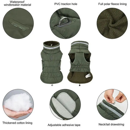 LuxePawe Winter Dog Jacket Waterproof Fleece Lined Warm Outdoor Coat