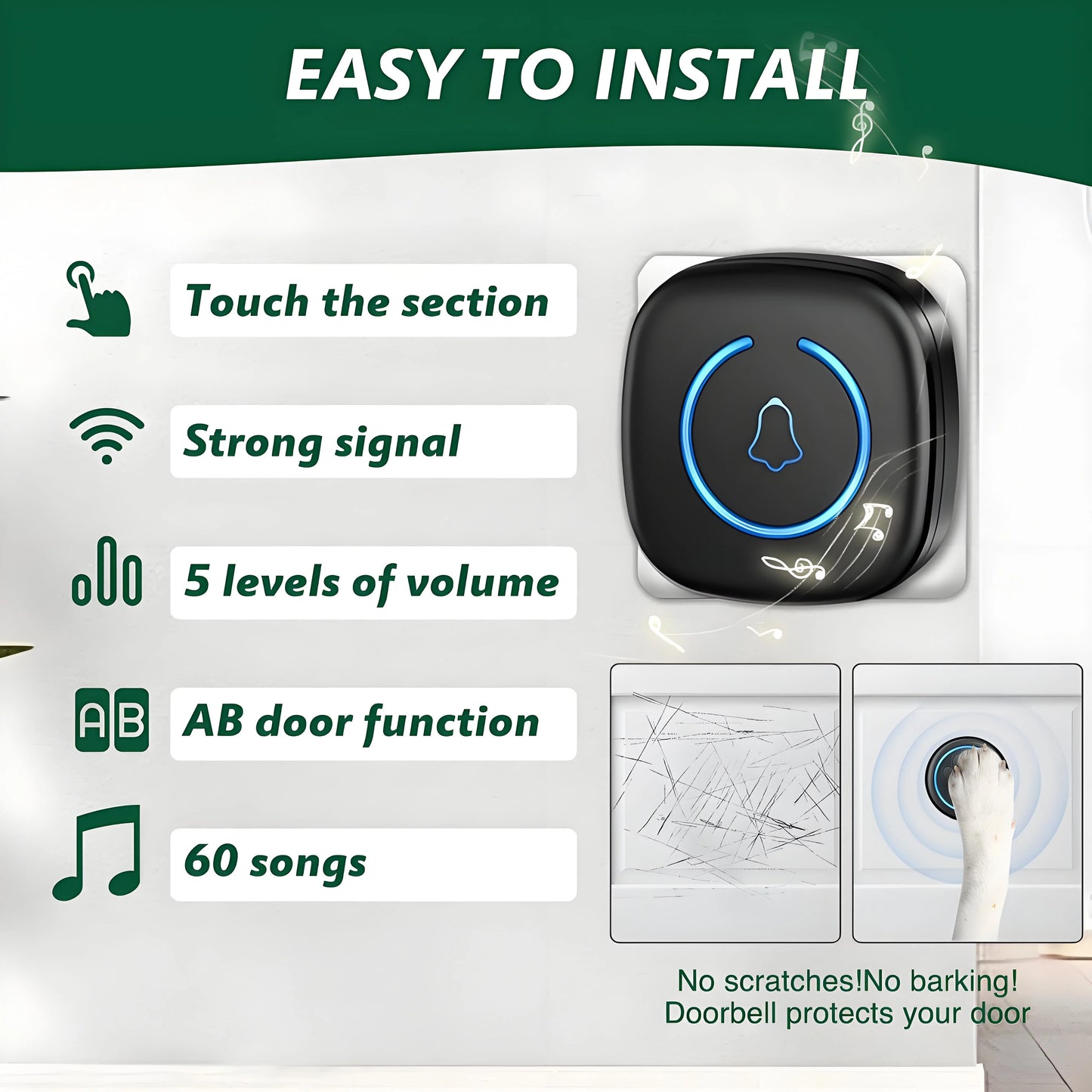 LuxePawe Dog Doorbell | Wireless Potty Training System, 1000ft, Weatherproof