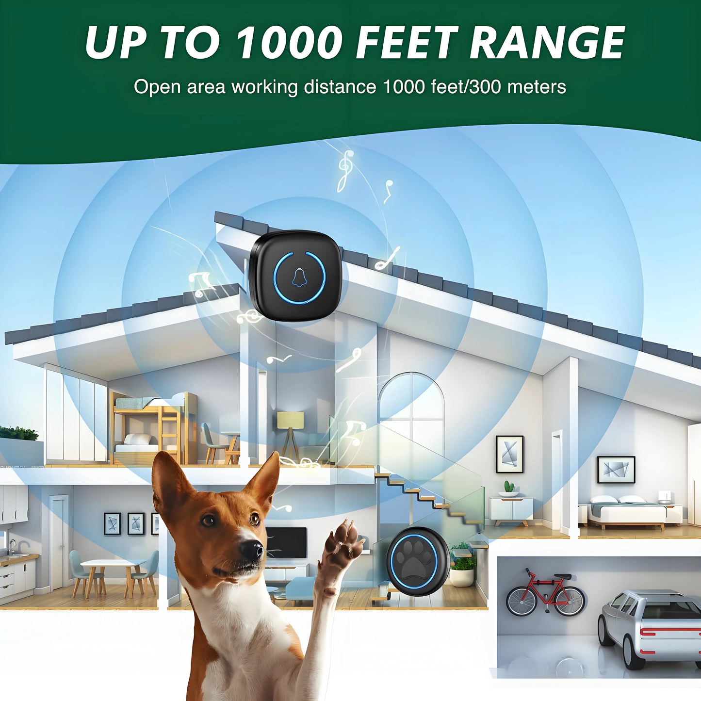 LuxePawe Dog Doorbell | Wireless Potty Training System, 1000ft, Weatherproof