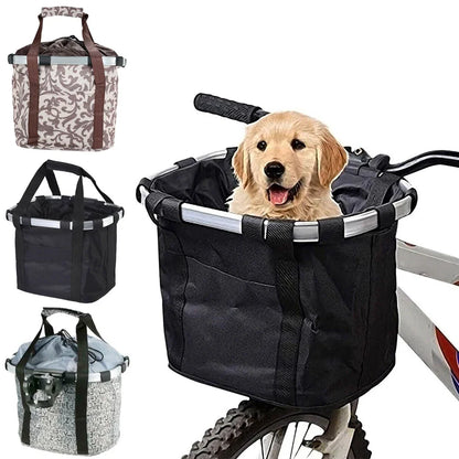 LuxePawe Bicycle Front Basket 2-in-1 Pet Carrier Detachable Handlebar Bag