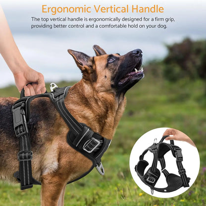 LuxePawe No-Pull Adjustable Dog Harness for Large Dogs – Reflective Mesh Vest