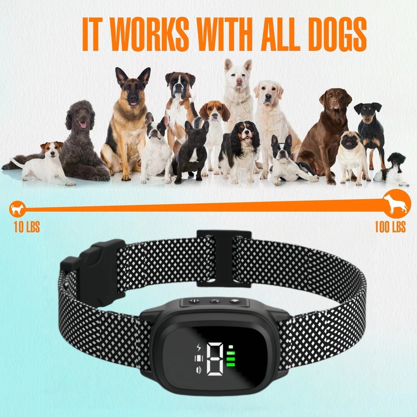 LuxePawe Waterproof Bark Collar | Rechargeable Anti-Bark Trainer for Dogs