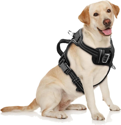 LuxePawe No-Pull Adjustable Dog Harness for Large Dogs – Reflective Mesh Vest