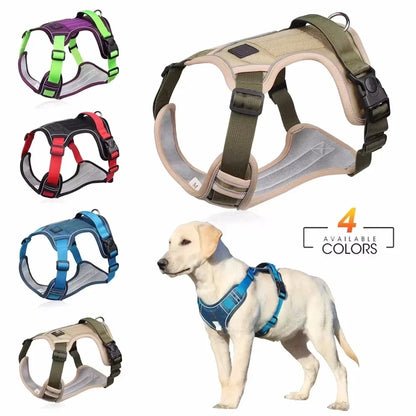 LuxePawe Reflective Dog Harness & Collar, Adjustable Vest for Large Pets