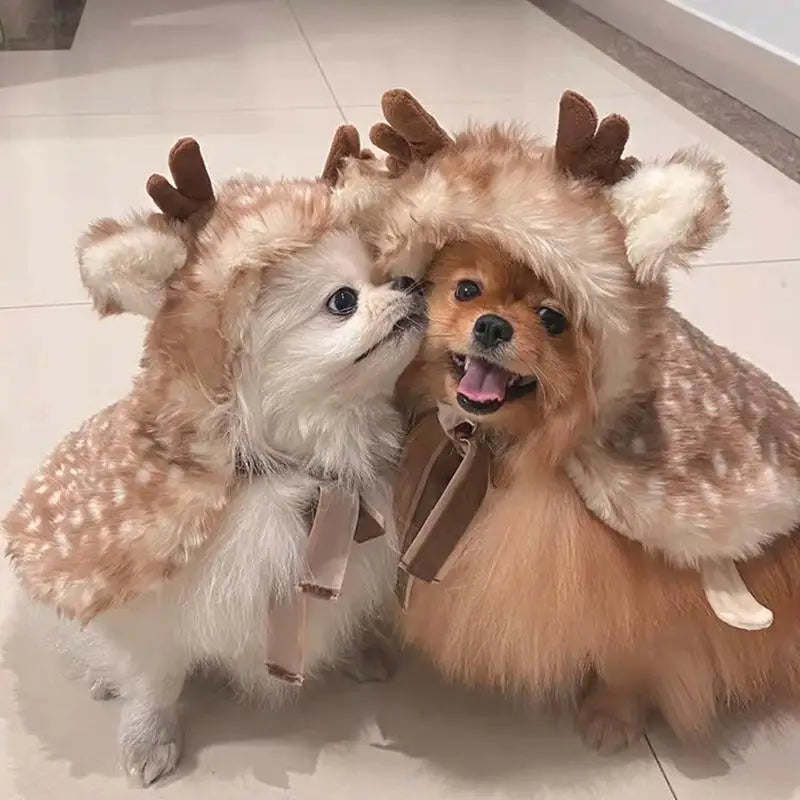LuxePawe Cat Christmas Reindeer Cape – Soft Elk Cosplay Costume