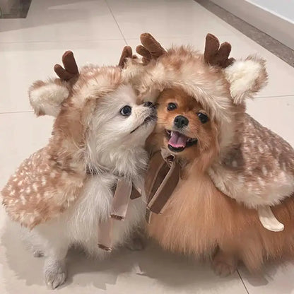 LuxePawe Cat Christmas Reindeer Cape – Soft Elk Cosplay Costume