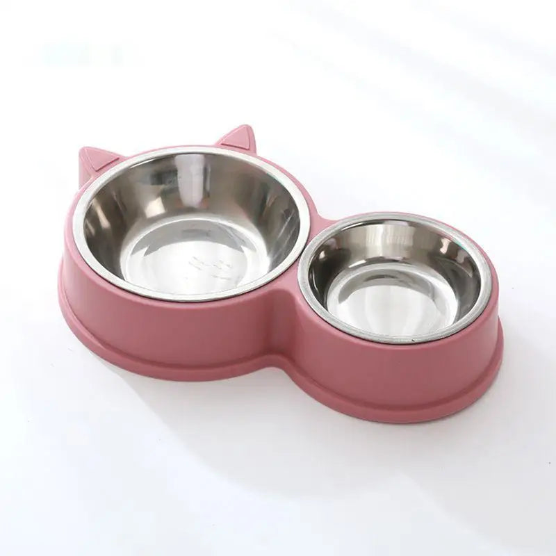 LuxePawe Non-Slip Stainless Steel Cat Ear Pet Food & Water Feeder Bowl