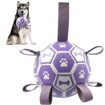 LuxePawe Dog Soccer Ball Toy with Straps Interactive Tug & Chew Toy