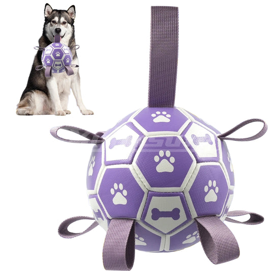 LuxePawe Dog Soccer Ball Toy with Straps Interactive Tug & Chew Toy