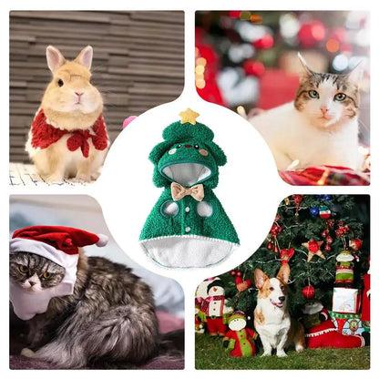 LuxePawe Cozy Holiday Pet Cape Cartoon Hat Christmas Outfit for Cats & Puppies