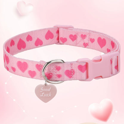 LuxePawe Love Printed Pet Collar for Dogs & Cats with Pendant Buckle