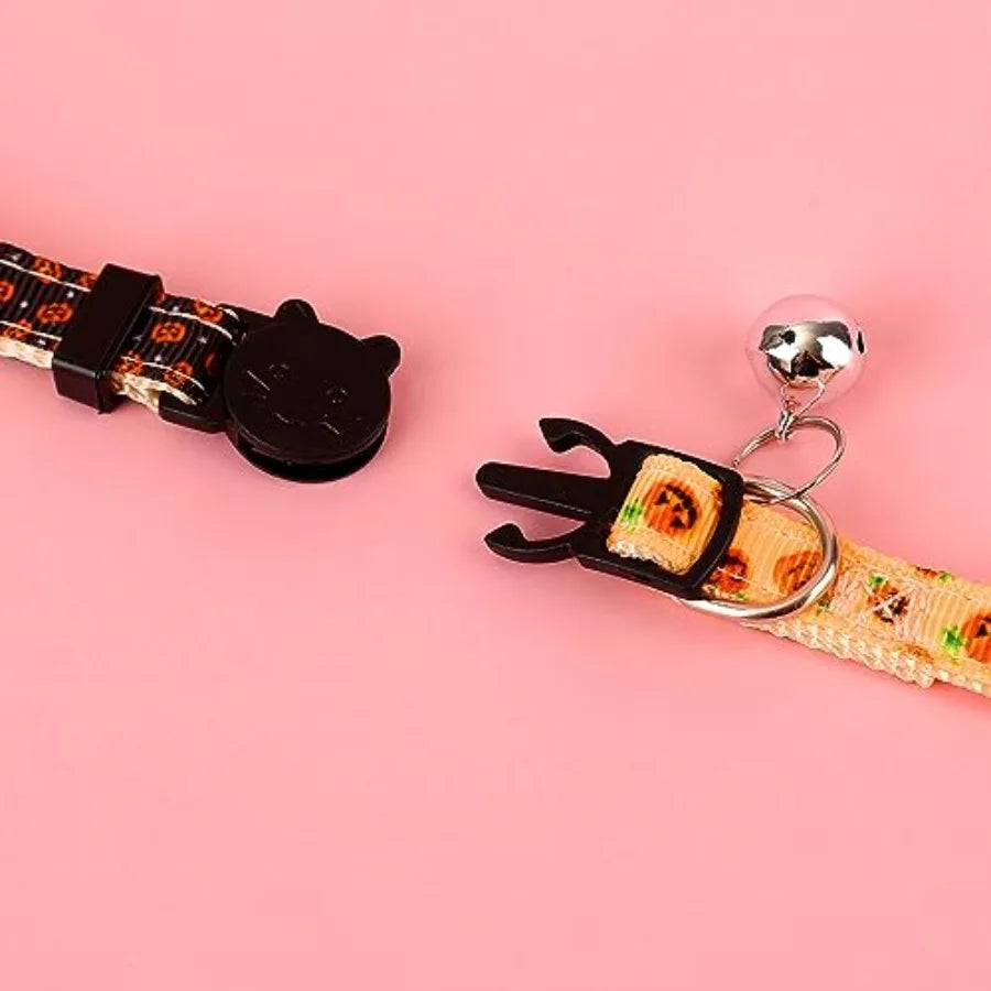 LuxePawe 2pcs Halloween Cat Collars – Breakaway with Bow & Bell