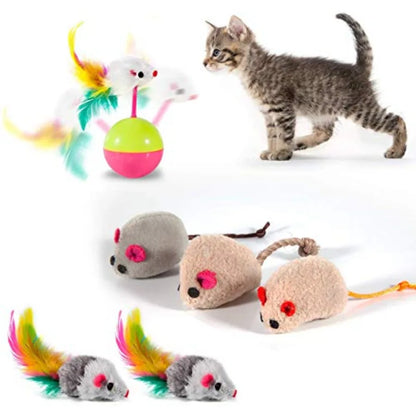 LuxePawe 28Pcs Cat Toy Set | Tunnel, Catnip Fish, Feather Wand & Mice Toys