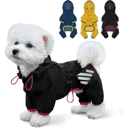 LuxePawe Waterproof Dog Raincoat, Reflective 4-Leg Jacket for Small Dogs
