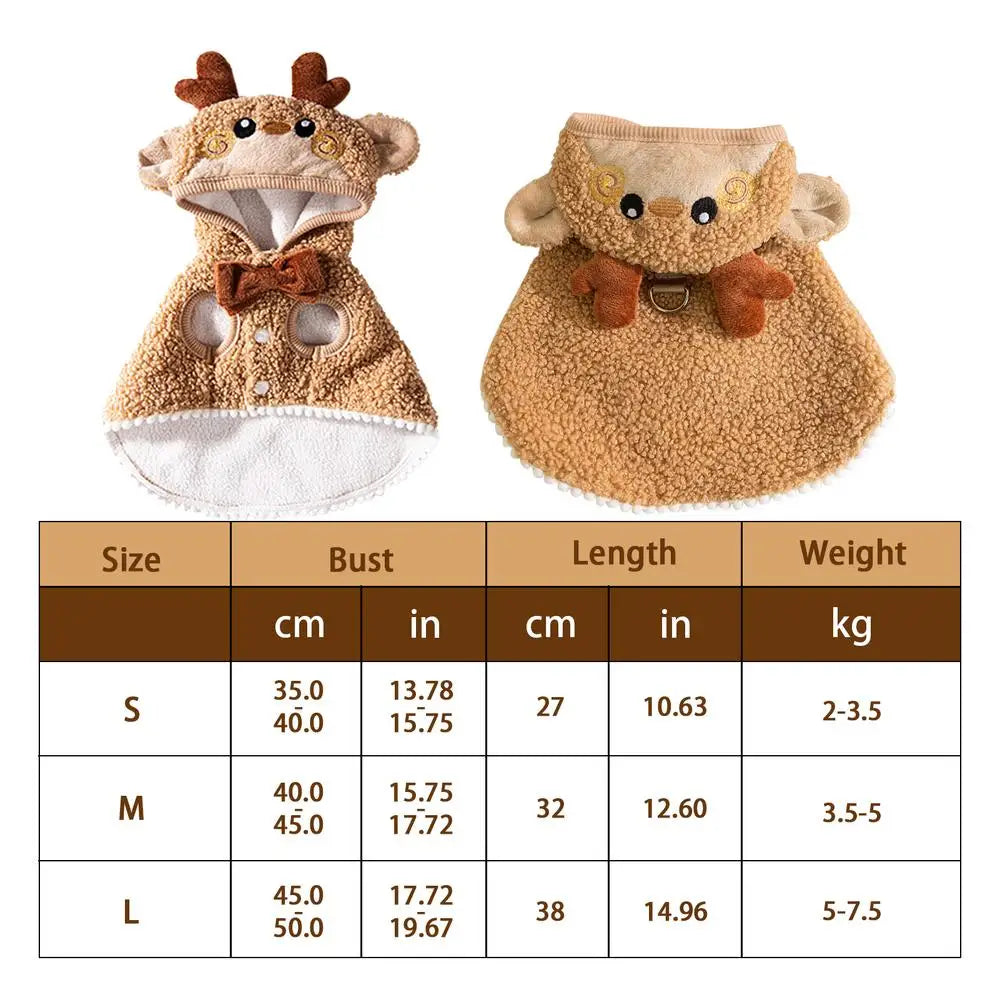 LuxePawe Cozy Holiday Pet Cape Cartoon Hat Christmas Outfit for Cats & Puppies