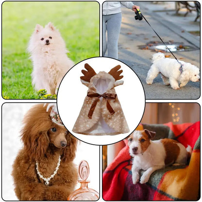 LuxePawe Cat Christmas Reindeer Cape – Soft Elk Cosplay Costume