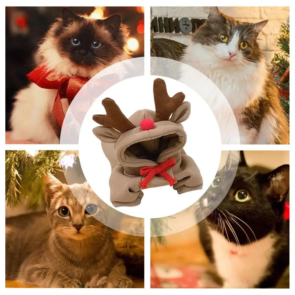 LuxePawe Small Dog & Cat Reindeer Hoodie Winter Warm Sweatshirt