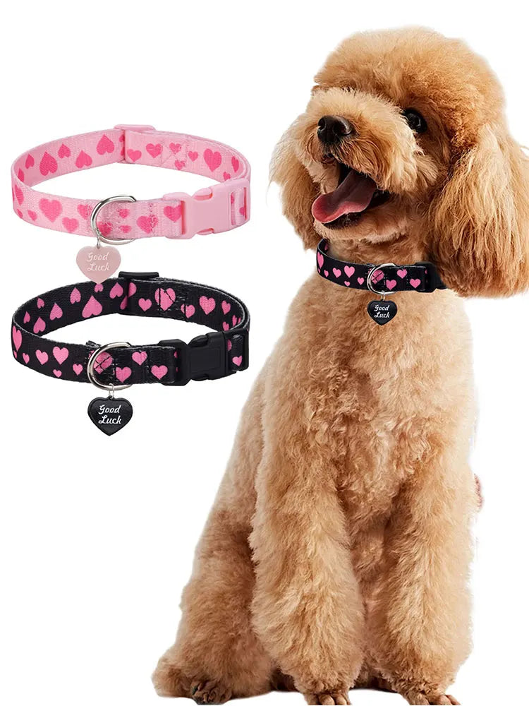 LuxePawe Love Printed Pet Collar for Dogs & Cats with Pendant Buckle