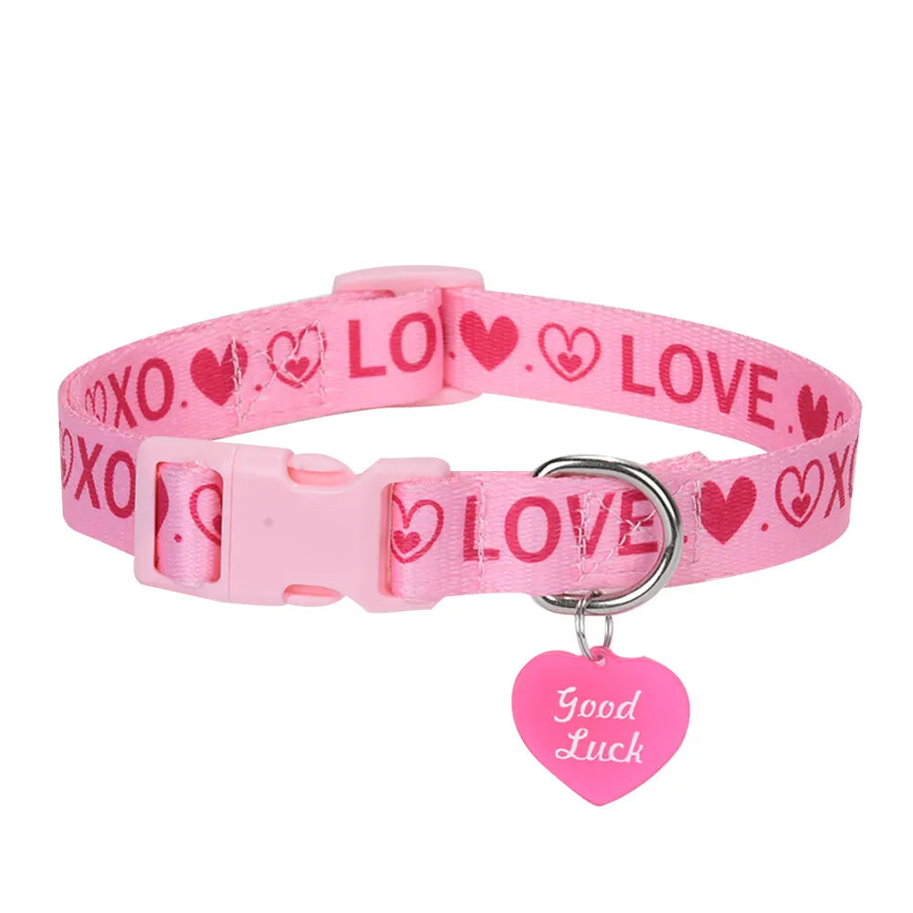 LuxePawe Love Printed Pet Collar for Dogs & Cats with Pendant Buckle