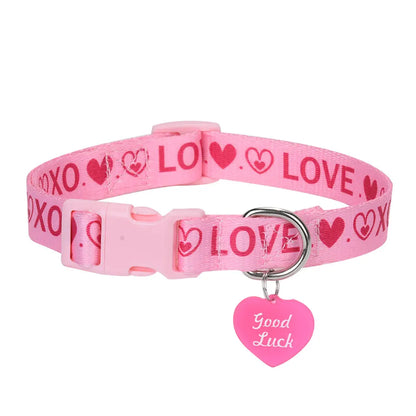 LuxePawe Love Printed Pet Collar for Dogs & Cats with Pendant Buckle