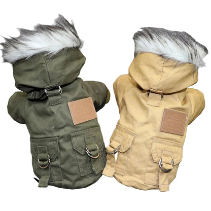 LuxePawe Windproof Dog Hoodie Jacket with Harness Outdoor Warm Vest