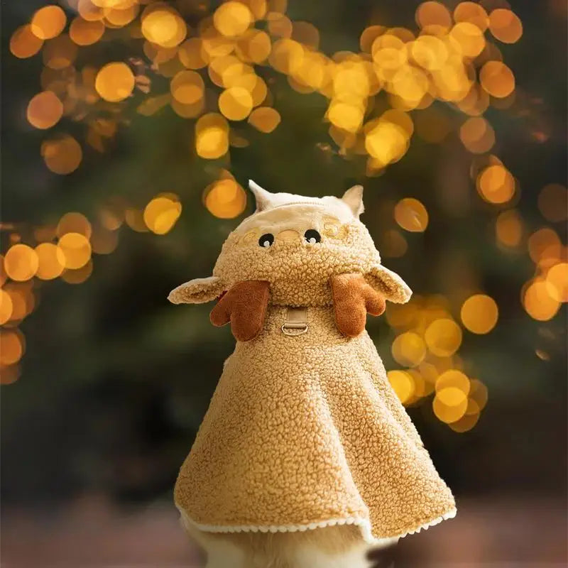 LuxePawe Cozy Holiday Pet Cape Cartoon Hat Christmas Outfit for Cats & Puppies