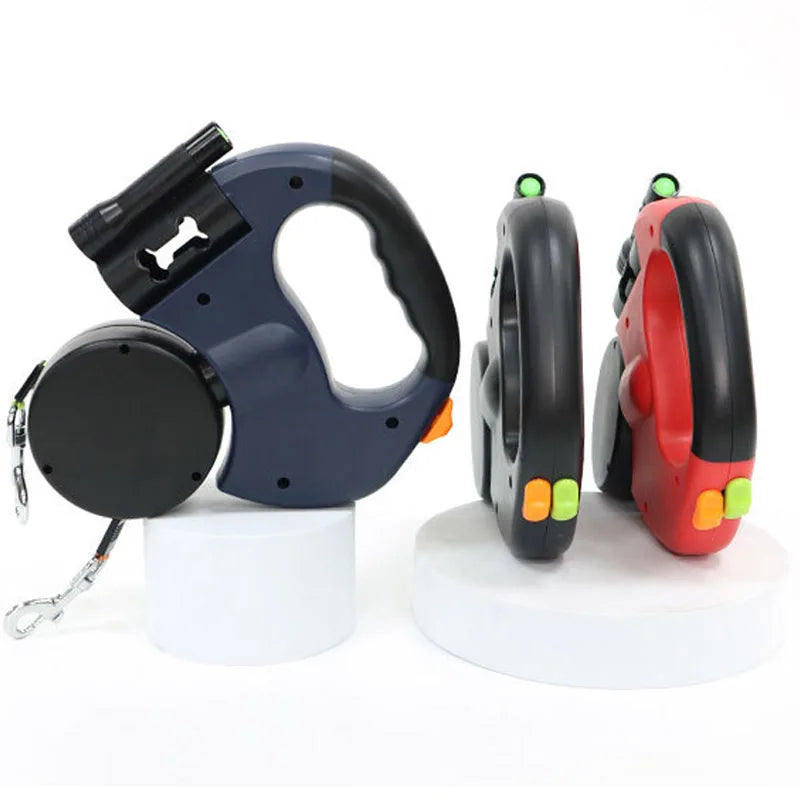 LuxePawe Retractable Dog Leash 3-in-1 Flashlight Poop Bag Holder for Puppies