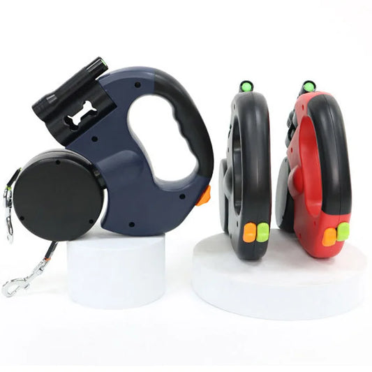 LuxePawe Retractable Dog Leash 3-in-1 Flashlight Poop Bag Holder for Puppies