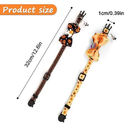 LuxePawe 2pcs Halloween Cat Collars – Breakaway with Bow & Bell
